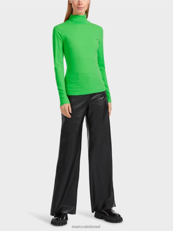 ירוק תפוח כהה Marc Cain חולצת טריקו עם צווארון רול הַלבָּשָׁה 62FRR1253