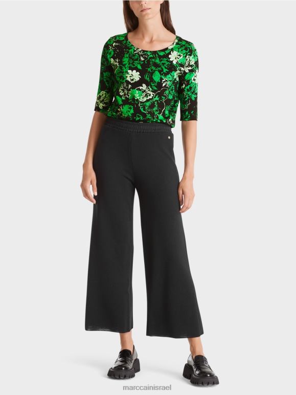 ירוק תפוח כהה Marc Cain חולצת כותנה מתיחה הַלבָּשָׁה 62FRR1254