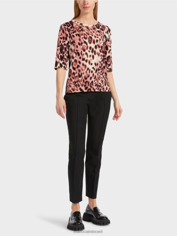 קמפרי Marc Cain חולצת כותנה עם צלעות בעיצוב אריה הַלבָּשָׁה 62FRR1256