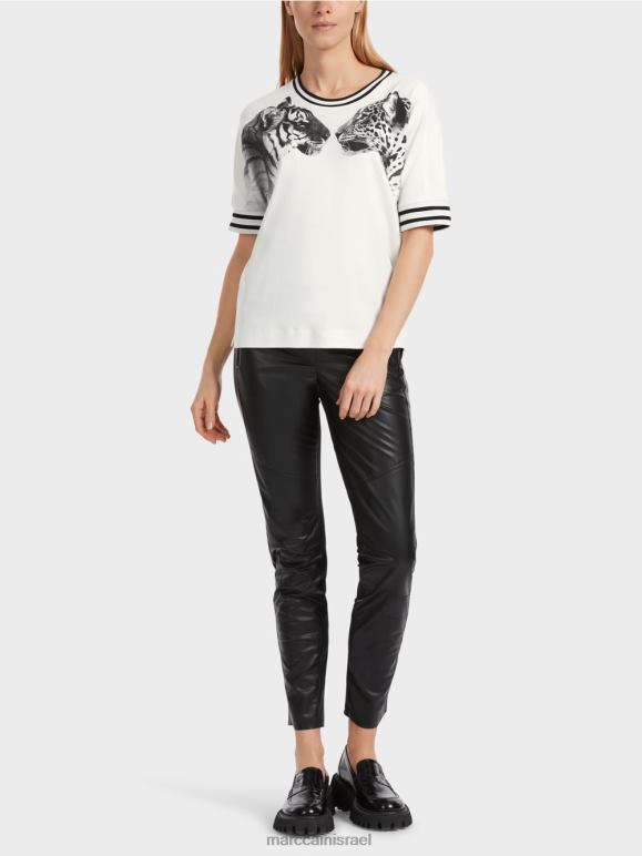 צבע קרם Marc Cain חולצת טי עם שרוולי קימונו הַלבָּשָׁה 62FRR1264