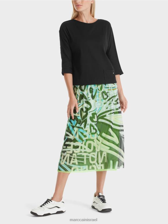 שָׁחוֹר Marc Cain טופ עם צווארון סירה הַלבָּשָׁה 62FRR1272