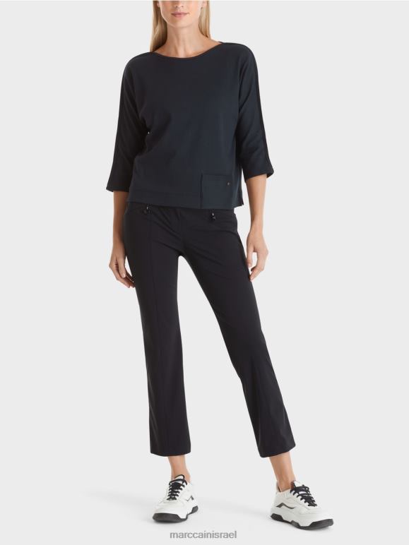 כחול חצות Marc Cain טופ עם צווארון סירה הַלבָּשָׁה 62FRR1292