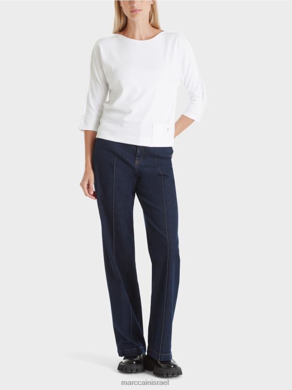 לבן Marc Cain טופ עם צווארון סירה הַלבָּשָׁה 62FRR1293