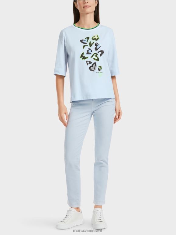 כחול אבקה רכה Marc Cain חולצת טריקו "לחשוב מחדש ביחד". הַלבָּשָׁה 62FRR1295