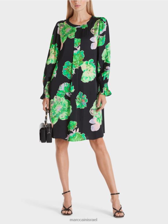 שָׁחוֹר Marc Cain שמלה עם הדפס פרחים הַלבָּשָׁה 62FRR13