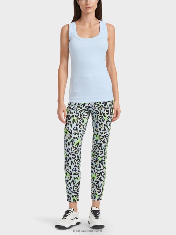 כחול אבקה רכה Marc Cain עליונית צלעות כותנה ללא שרוולים הַלבָּשָׁה 62FRR1307