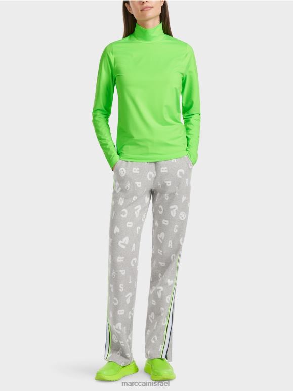 ירוק מזעזע בוהק Marc Cain חולצה עם שרוולים ארוכים חובקת גוף הַלבָּשָׁה 62FRR1309