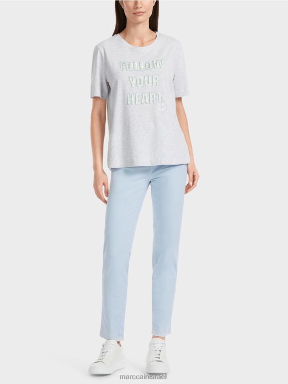 אפור כסוף Marc Cain חולצת טי עם מוטיב פייטים הַלבָּשָׁה 62FRR1310