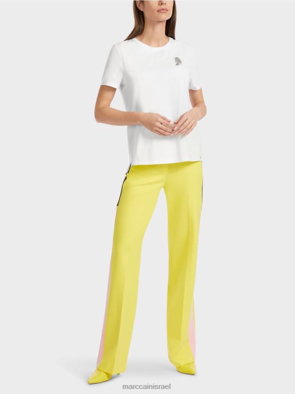 לבן Marc Cain חולצה עם יישום ציפורים הַלבָּשָׁה 62FRR1317