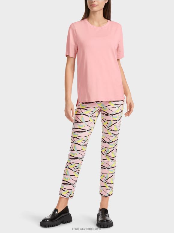 ורוד פודרה רכה Marc Cain חולצת טריקו עם צווארון רחב הַלבָּשָׁה 62FRR1322