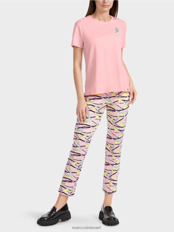 ורוד פודרה רכה Marc Cain חולצה עם יישום ציפורים הַלבָּשָׁה 62FRR1326