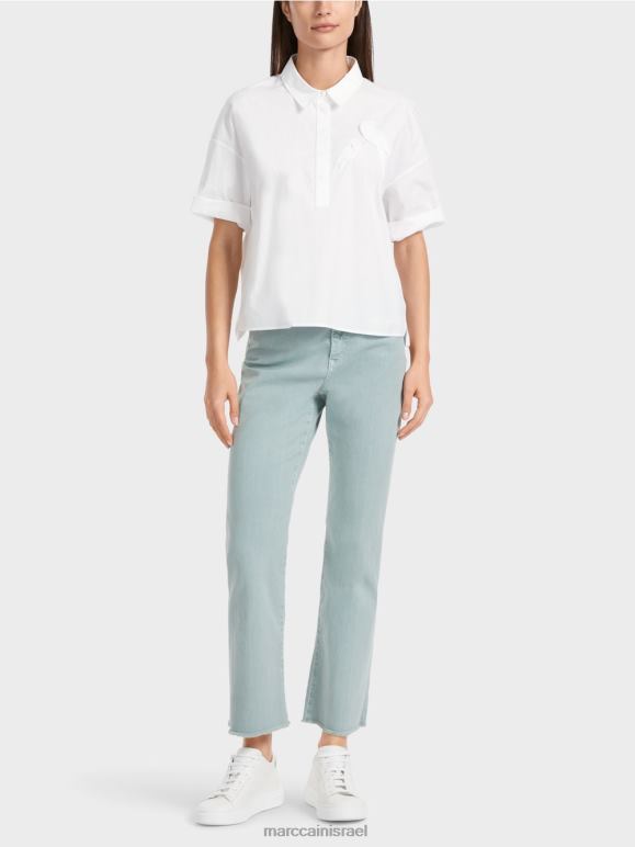 לבן Marc Cain חולצת פולו עם אפליקציה הַלבָּשָׁה 62FRR1327