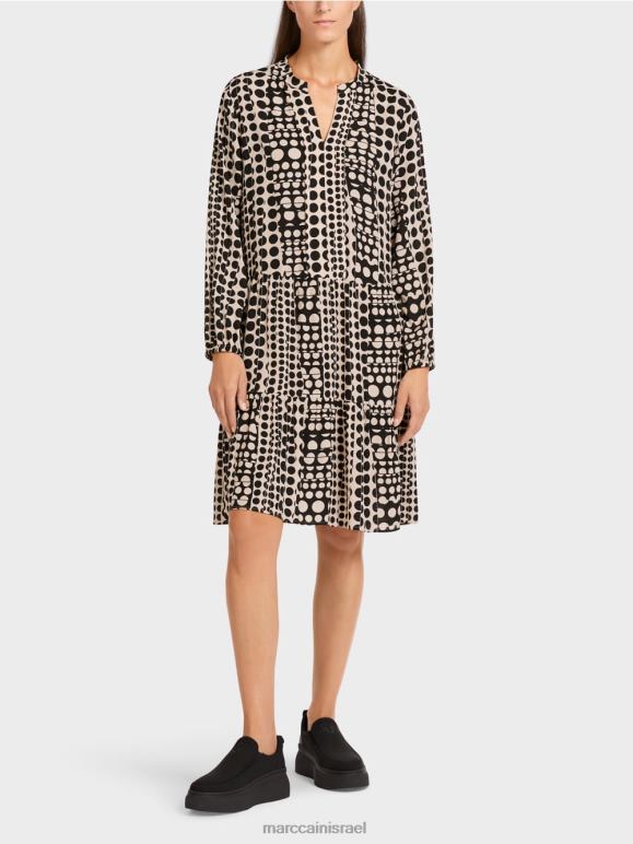 שָׁחוֹר Marc Cain שמלה בפוליאסטר ממוחזר הַלבָּשָׁה 62FRR134