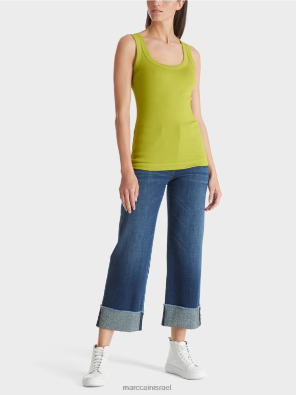 ירוק זית עז Marc Cain גופיה עם צלעות עדינות הַלבָּשָׁה 62FRR1352