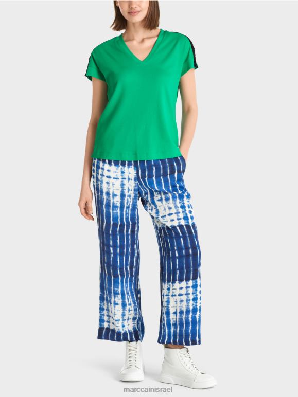 עלה בזיליקום בהיר Marc Cain חולצת טריקו עם כיסום כפתור לכתף הַלבָּשָׁה 62FRR1358