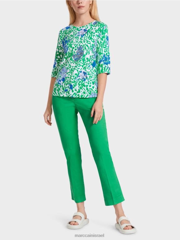 עלה בזיליקום בהיר Marc Cain חולצה מודפסת הַלבָּשָׁה 62FRR1363