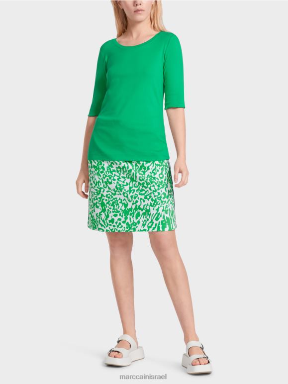 עלה בזיליקום בהיר Marc Cain חולצת טריקו עם דקולטה נשית הַלבָּשָׁה 62FRR1364