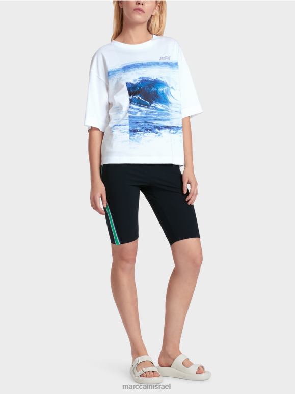 לבן Marc Cain חולצת טריקו "לחשוב מחדש ביחד". הַלבָּשָׁה 62FRR1365