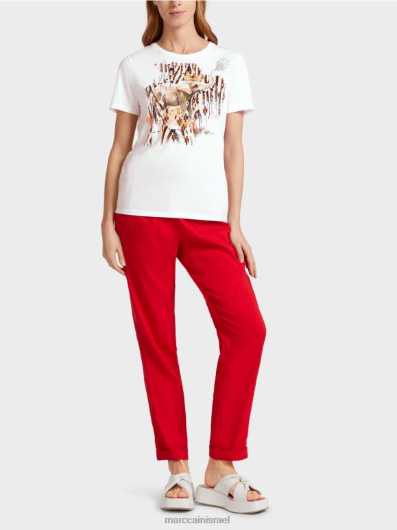 לבן Marc Cain חולצה עם מוטיב פיל הַלבָּשָׁה 62FRR1366
