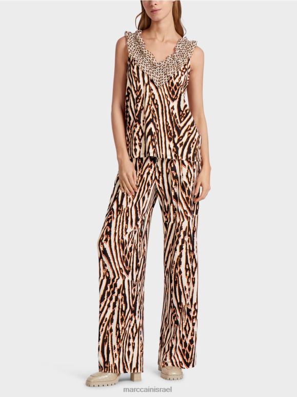 אדום עמוק Marc Cain חלק עליון קצר עם דוגמאות מעורבות הַלבָּשָׁה 62FRR1367