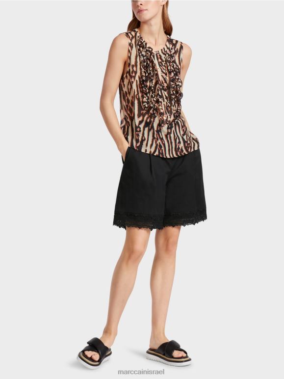 אדום עמוק Marc Cain חלק עליון ללא שרוולים עם סלסולים הַלבָּשָׁה 62FRR1368