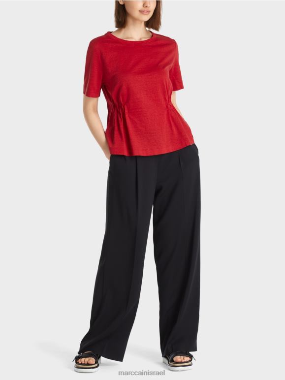 אדום עמוק Marc Cain חולצת פשתן מצוידת הַלבָּשָׁה 62FRR1378