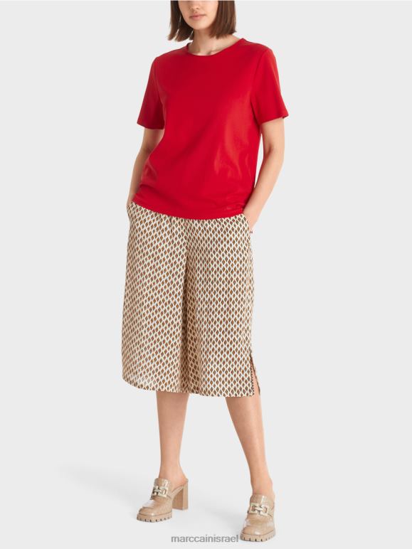 אדום עמוק Marc Cain חלק עליון מכותנה נמתחת הַלבָּשָׁה 62FRR1381