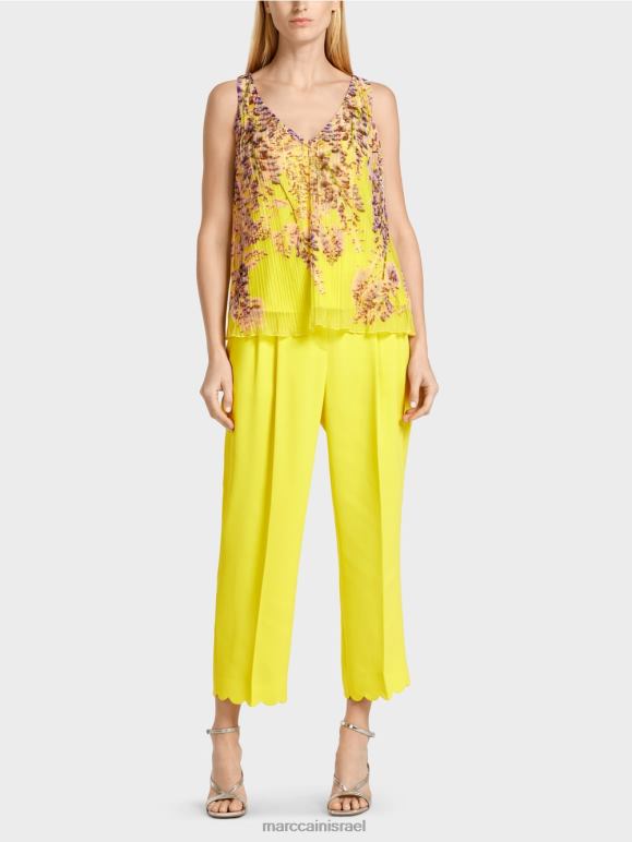 ירוק לימון Marc Cain חלק עליון מקופל בקפלים הַלבָּשָׁה 62FRR1391