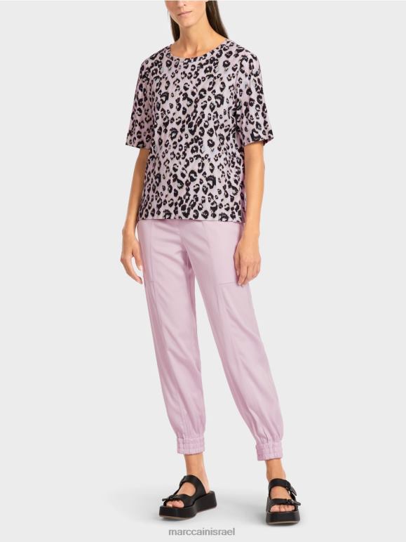 לבנדר בהיר Marc Cain חולצה עם הדפס נמר הַלבָּשָׁה 62FRR1410