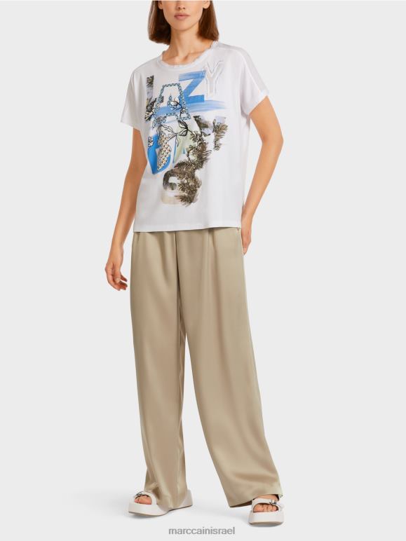 צבע תכלת Marc Cain חלק עליון קימונו כותנה הַלבָּשָׁה 62FRR1416