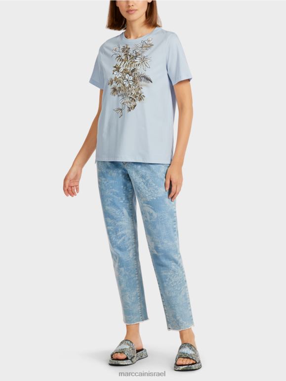 כחול פודרה בהיר Marc Cain "לחשוב מחדש ביחד" למעלה הַלבָּשָׁה 62FRR1419