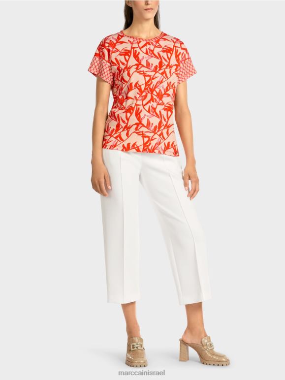 שיזוף בהיר Marc Cain חולצה עם שילוב דפוסים הַלבָּשָׁה 62FRR1423