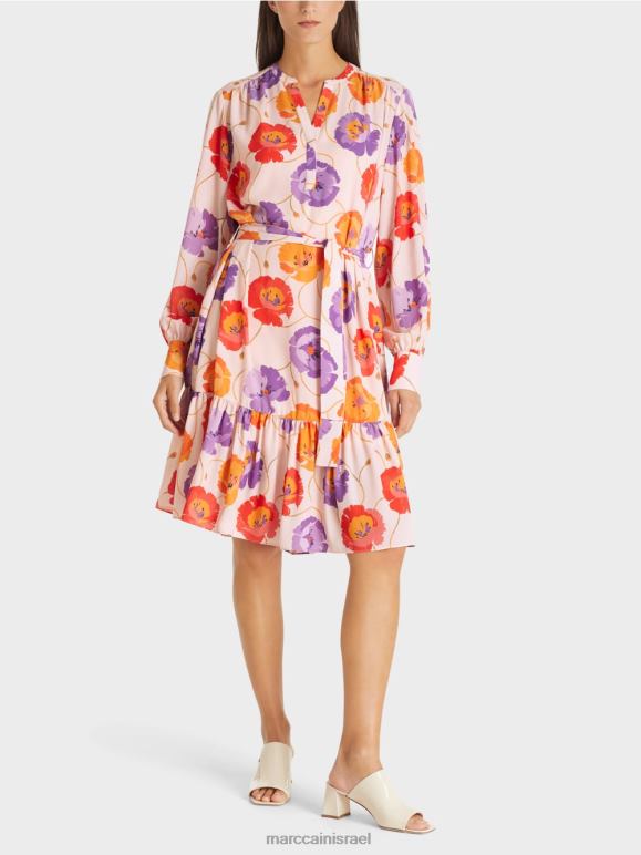 מַנדָרִינָה Marc Cain שמלה פרחונית עם מדרגת נדיפה הַלבָּשָׁה 62FRR143
