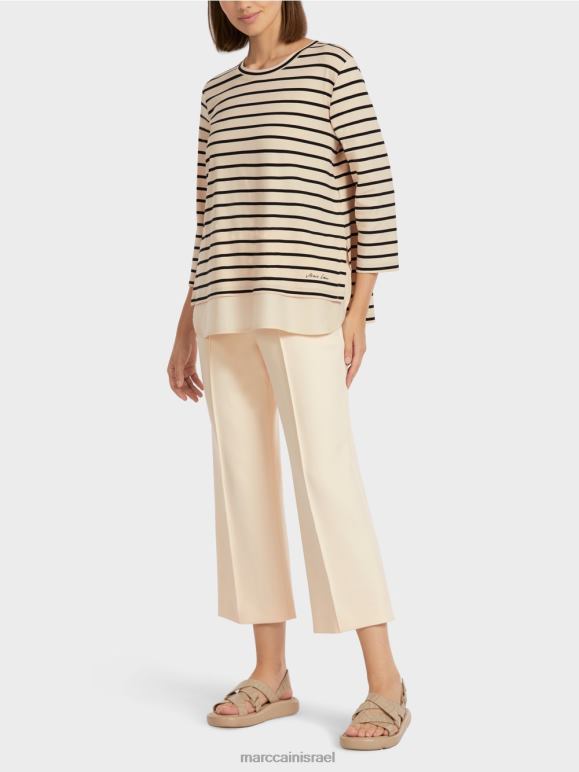 קרם Marc Cain חולצת טריקו עם פסים ימיים הַלבָּשָׁה 62FRR1447