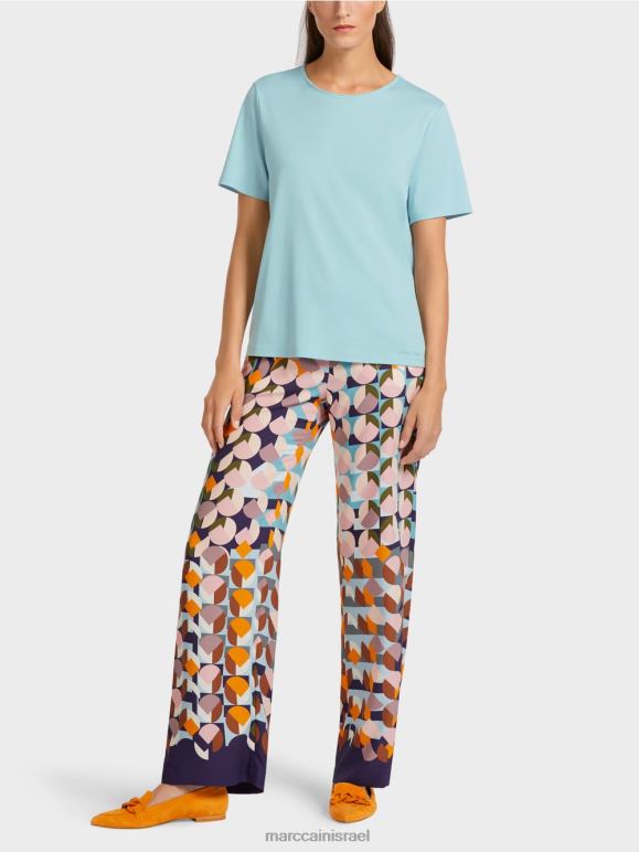 כחול אטמוספרי Marc Cain חלק עליון מכותנה נמתחת הַלבָּשָׁה 62FRR1459