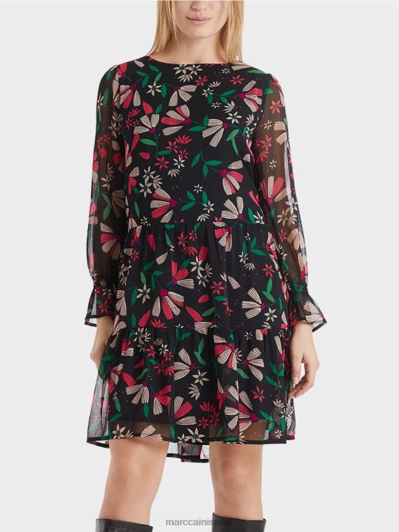מַגֶנטָה Marc Cain שמלה נשית עם הדפס פרחים הַלבָּשָׁה 62FRR147