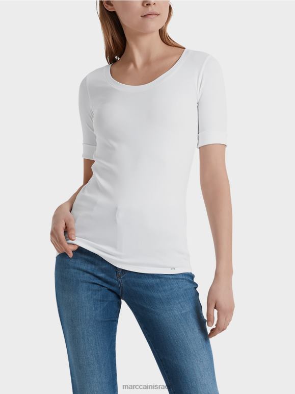לבן Marc Cain חולצת בייסיק איכותית הַלבָּשָׁה 62FRR1478