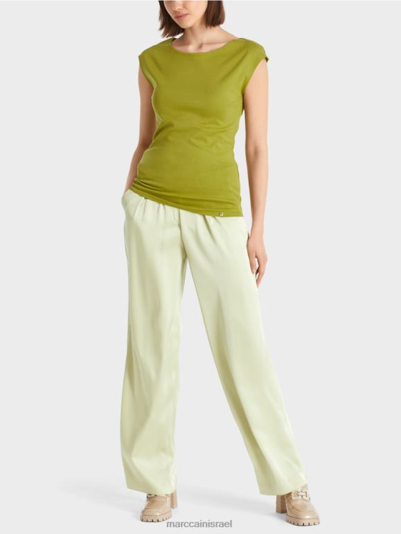 ירוק זית עמוק Marc Cain חולצת כותנה מתיחה הַלבָּשָׁה 62FRR1487