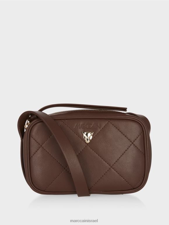 עץ כהה Marc Cain תיק כתף "לחשוב מחדש ביחד". אבזר 62FRR1504