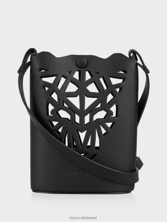 שָׁחוֹר Marc Cain "לחשוב מחדש ביחד" תיק מיני ראש נמר אבזר 62FRR1525