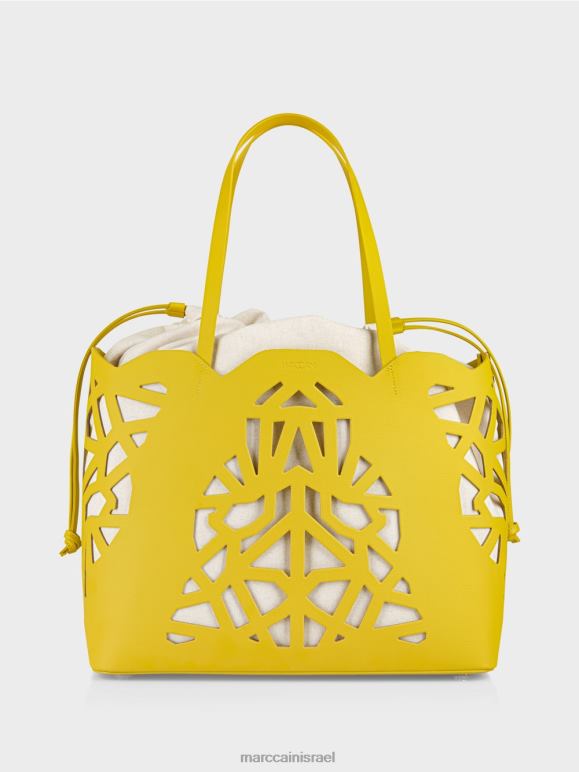 ירוק לימון Marc Cain תיק מעשי "לחשוב מחדש ביחד". אבזר 62FRR1528