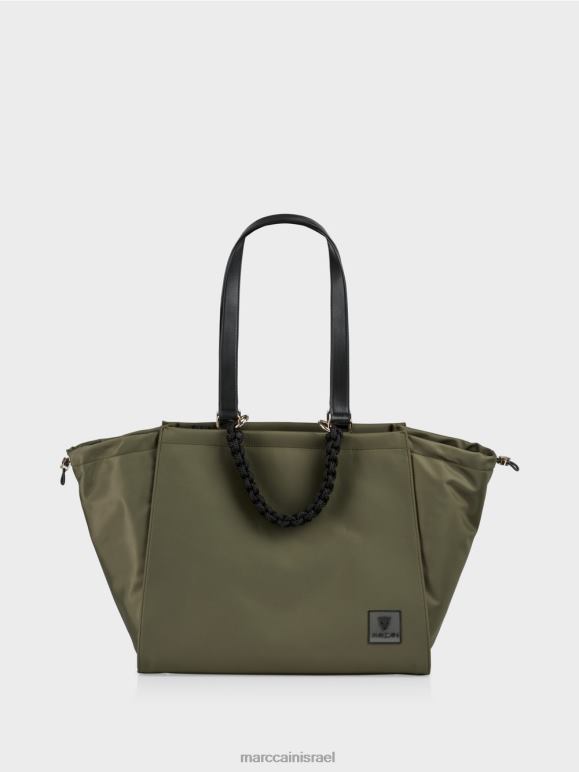 אוליב צהוב Marc Cain תיק ידית סרוגה "לחשוב מחדש ביחד". אבזר 62FRR1538