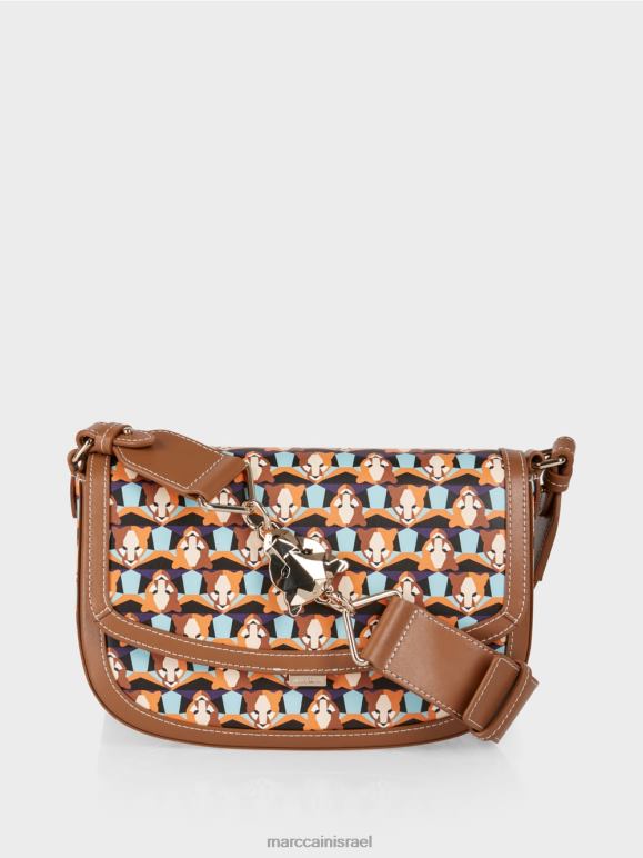 כתום שקוף Marc Cain תיק כתף חוזר בדוגמת ראש נמר אבזר 62FRR1545