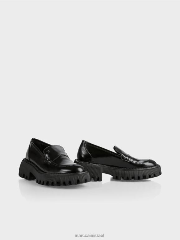שָׁחוֹר Marc Cain נעל נמוכה עם תפרים דקורטיביים הַנעָלָה 62FRR1586