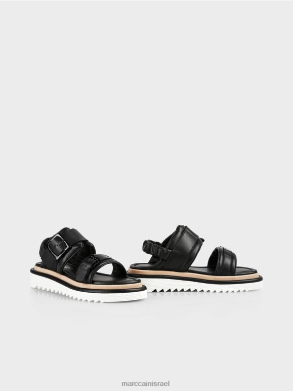 שָׁחוֹר Marc Cain סנדלים עם סוליה בצבע מנוגד הַנעָלָה 62FRR1653