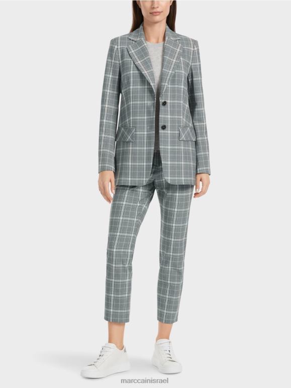 אפור כסוף Marc Cain בלייזר משובץ עם כיסי דש הַלבָּשָׁה 62FRR167