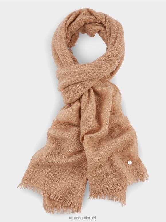 טופי בהיר Marc Cain צעיף ארוג אלגנטי עם לורקס אבזר 62FRR1684