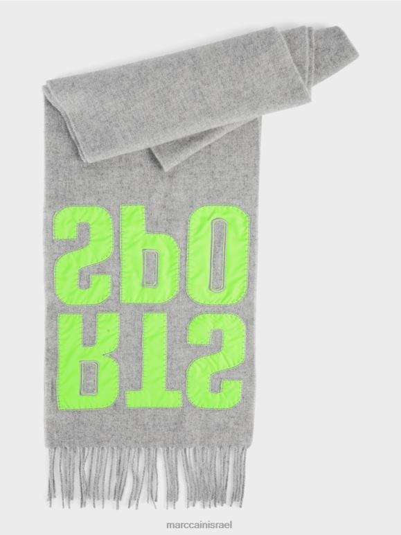 אפור כסוף Marc Cain צעיף עם אפליקציית אותיות אבזר 62FRR1687