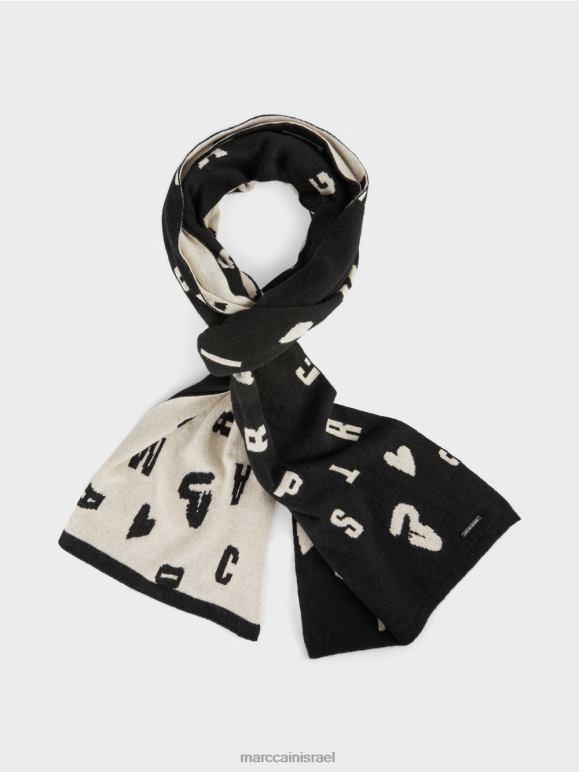 שָׁחוֹר Marc Cain צעיף "לחשוב מחדש" הפיך אבזר 62FRR1693