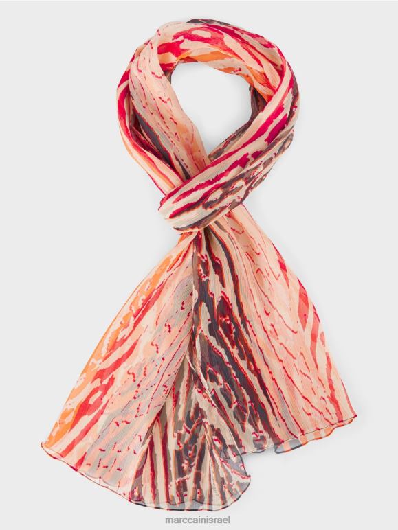 קרם Marc Cain צעיף משי עם הדפס פרווה של בעלי חיים אבזר 62FRR1712